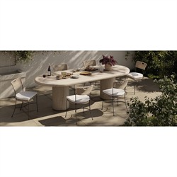 Regine Modern Classic Beige Concrete Oval Outdoor Dining Table - 102"|
