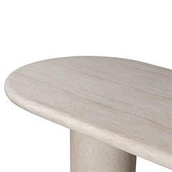 Regine Modern Classic Beige Concrete Oval Outdoor Dining Table - 102"|