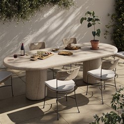 Regine Modern Classic Beige Concrete Oval Outdoor Dining Table - 102"|