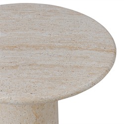 Regine Modern Classic Beige Concrete Round Pedestal Outdoor End Table|