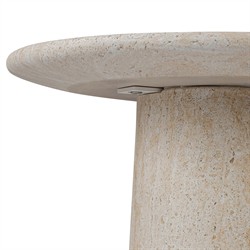 Regine Modern Classic Beige Concrete Round Pedestal Outdoor End Table|