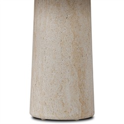 Regine Modern Classic Beige Concrete Round Pedestal Outdoor End Table|