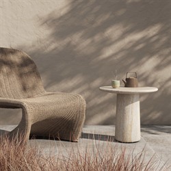 Regine Modern Classic Beige Concrete Round Pedestal Outdoor End Table|