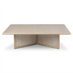 Rosal Modern Classic Natural Oak Woven Rush Square Coffee Table|