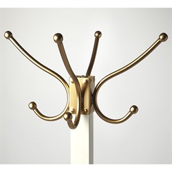 Marcia Traditional White Mango Wood Gold Iron Coat Rack|