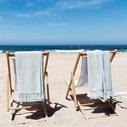 Adelaide Coastal Beach Seafoam Cotton Handwoven Throw Blanket|