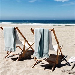 Adelaide Coastal Beach Seafoam Cotton Handwoven Throw Blanket|