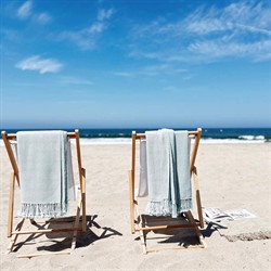 Adelaide Coastal Beach Seafoam Cotton Handwoven Throw Blanket|