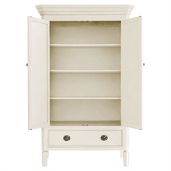 Camilla French Country Antique White Wood Armoire|