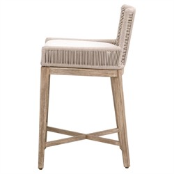 Orla Coastal Beach Cream Performance Grey Mahogany Wood Counter Stool|