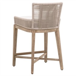 Orla Coastal Beach Cream Performance Grey Mahogany Wood Counter Stool|