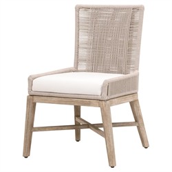 Orla Coastal Cream Performance Grey Wood Woven Dining Chair - Set of 2|