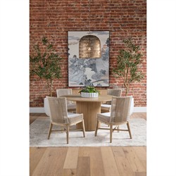 Orla Coastal Cream Performance Grey Wood Woven Dining Chair - Set of 2|