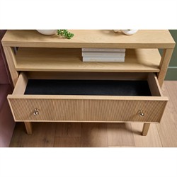 Mira Coastal Beach Natural Oak Wood Wide Nightstand|