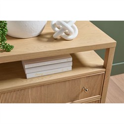 Mira Coastal Beach Natural Oak Wood Wide Nightstand|