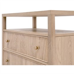 Mira Coastal Beach Natural Oak Wood Wide Nightstand|