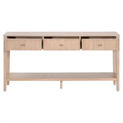 Mira Coastal Beach Natural Oak Rectangular Console Table|