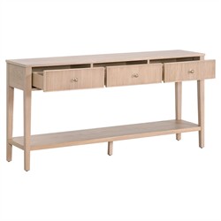 Mira Coastal Beach Natural Oak Rectangular Console Table|