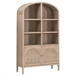 Logen Coastal Beach Smoke Gray Oak Arched Storage Bookcase|