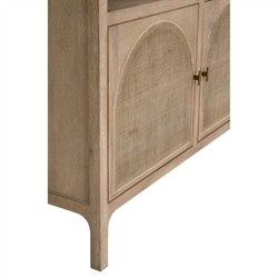 Logen Coastal Beach Smoke Gray Oak Arched Storage Bookcase|