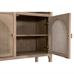 Logen Coastal Beach Smoke Gray Oak Arched Storage Bookcase|