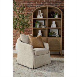 Logen Coastal Beach Smoke Gray Oak Arched Storage Bookcase|