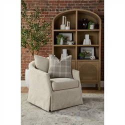 Logen Coastal Beach Smoke Gray Oak Arched Storage Bookcase|