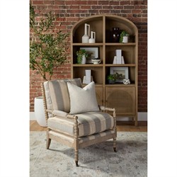 Logen Coastal Beach Smoke Gray Oak Arched Storage Bookcase|