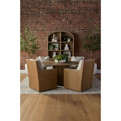 Logen Coastal Beach Smoke Gray Oak Arched Storage Bookcase|