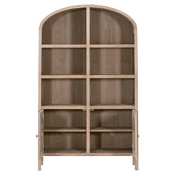 Logen Coastal Beach Smoke Gray Oak Arched Storage Bookcase|