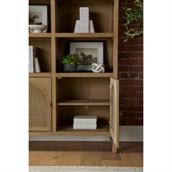 Logen Coastal Beach Smoke Gray Oak Arched Storage Bookcase|
