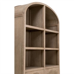 Logen Coastal Beach Smoke Gray Oak Arched Storage Bookcase|