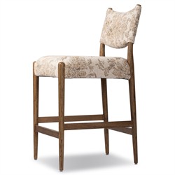 Odelia Modern Classic Beige Printed Oak Wood Counter Stool|