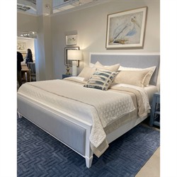 Riona Coastal Beach Blue Striped Performance White Wood Bed - Full|