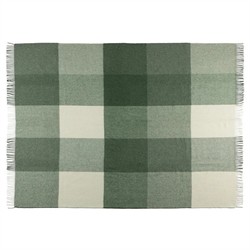 Branden Modern Classic Green Wool Plaid Throw Blanket|