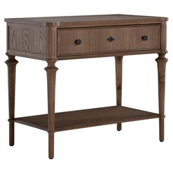 Andrea French Country Natural Brown Oak Wide Nightstand|