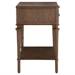 Andrea French Country Natural Brown Oak Wide Nightstand|