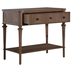 Andrea French Country Natural Brown Oak Wide Nightstand|
