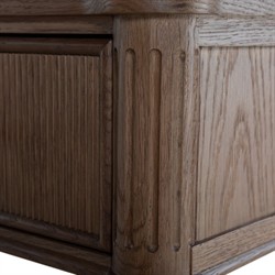 Andrea French Country Natural Brown Oak Wide Nightstand|
