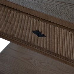 Andrea French Country Natural Brown Oak Wide Nightstand|