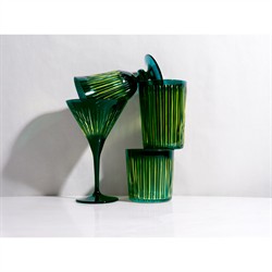 L'Objet Prism Modern Classic Green Highball Glass - Set of 4|