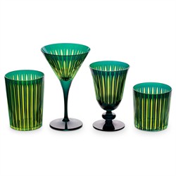 L'Objet Prism Modern Classic Green Martini Glass - Set of 4|