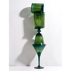 L'Objet Prism Modern Classic Green Martini Glass - Set of 4|