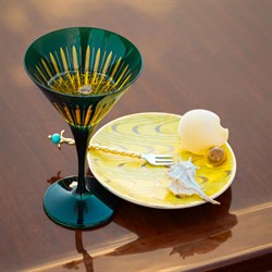 L'Objet Prism Modern Classic Green Martini Glass - Set of 4|