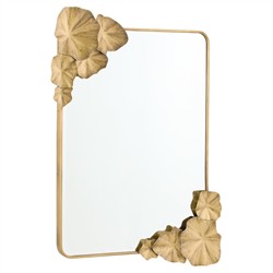 Ismerie Updated Traditional Antique Brass Floral Accent Wall Mirror|
