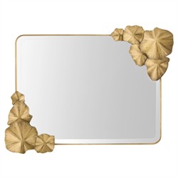 Ismerie Updated Traditional Antique Brass Floral Accent Wall Mirror|
