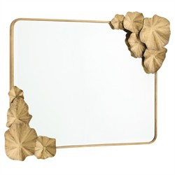 Ismerie Updated Traditional Antique Brass Floral Accent Wall Mirror|