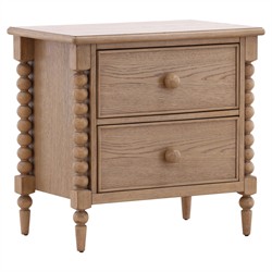 Calypso Updated Traditional Natural Oak Bobbin Nightstand|