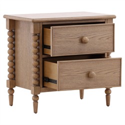 Calypso Updated Traditional Natural Oak Bobbin Nightstand|