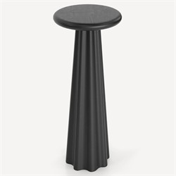 Ysella Modern Classic Black Concrete Pedestal Round Outdoor Drink Table|